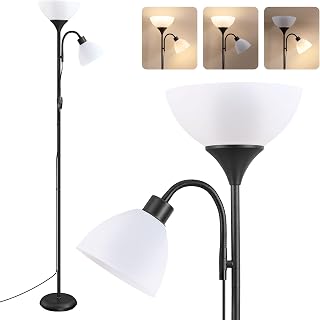 VASAGLE LUSIA LED Floor Lamp, Uplighter, Reading Light, 38.5x23.5x176cm | Tall Standing Lamp, Bulbs Not Included, LED Floor Lamp for Living Room, Matte Black, LUSIA Collection ULFL019B103