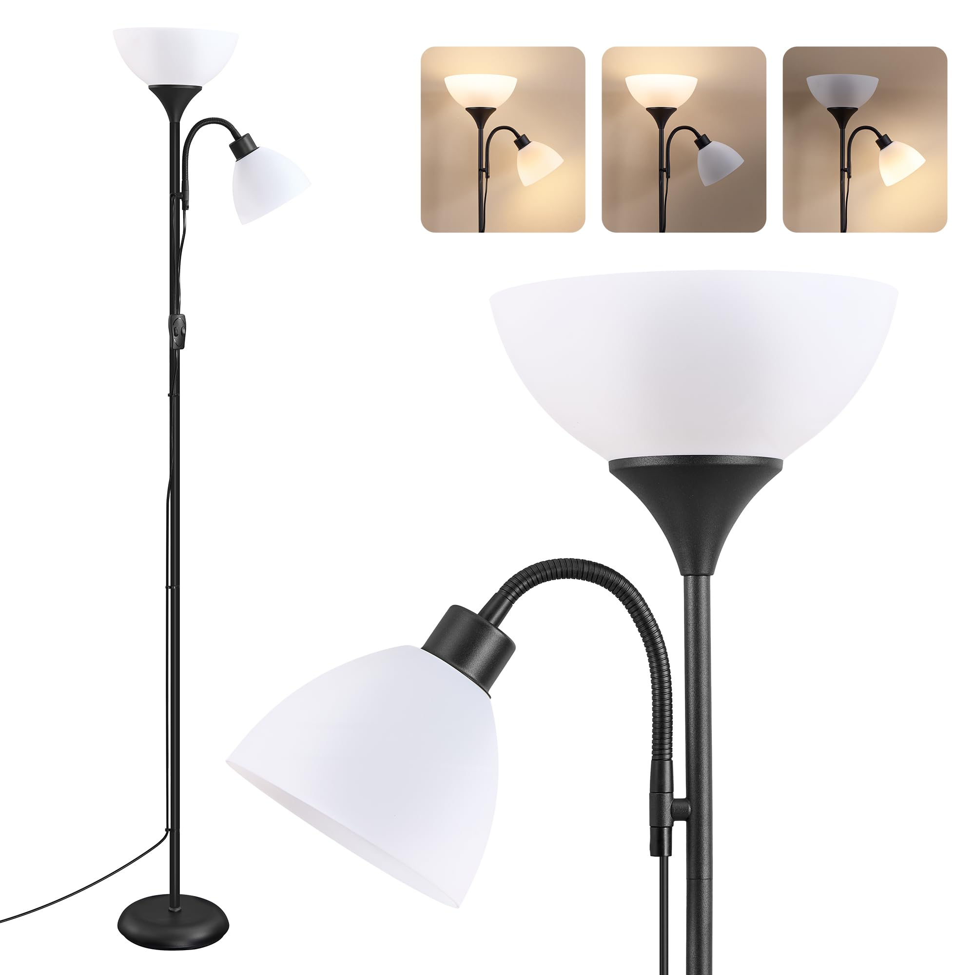 VASAGLE LUSIA LED Floor Lamp, Uplighter, Reading Light, 38.5x23.5x176cm | Tall S