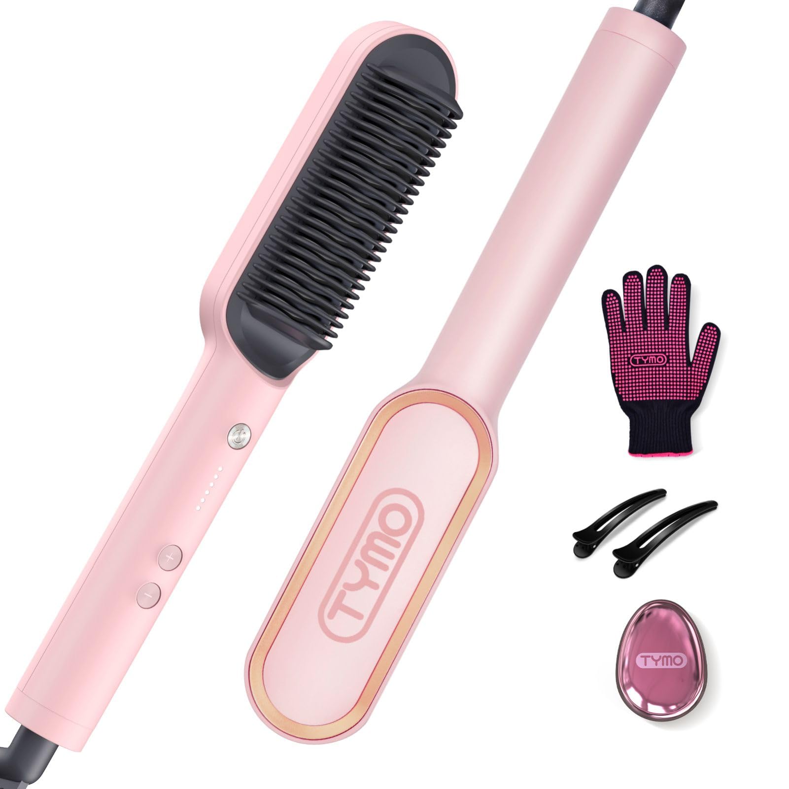 TYMO RING Hair Straightener Brush, PTC 25s Fast Heating, Ceramic Coating, 5