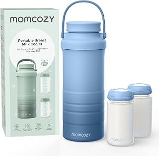 Momcozy 22oz Portable Breastmilk Cooler for 24H Outdoor, Newborn Essentials | 24 Hours &amp; 360° Surrounded Cooling, 2 Extra Baby Bottles for Better Storage, Life Saver for Working Mom, Hassle-Free Cleaning