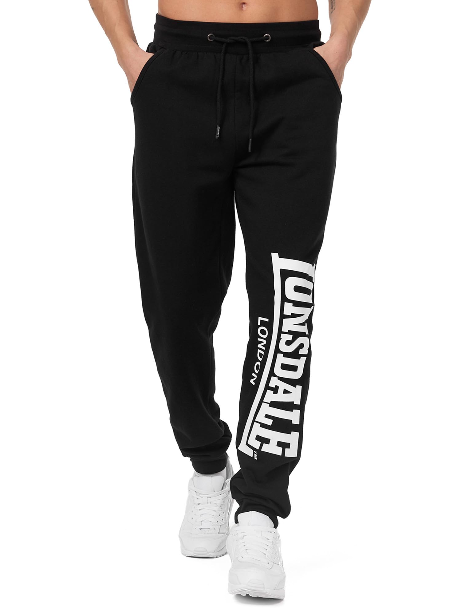 Lonsdale London Logo Large Men's Tracksuit Bottoms Black 60% Cotton, 40% Polyest