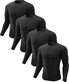 CL convallaria Men's Thermal Tights Long Sleeve Fleece Inner Functional Underwear