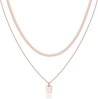PAVOI 14K Gold Plated Layered Chain Necklaces for Women, Minimalist Pendant
