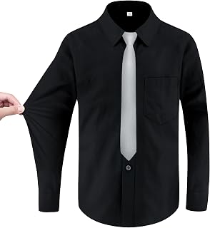 Boys Long Sleeve Button-Down Dress Shirts with Tie: 2 Fabrics (Stretch/Standard) & 2 Fits (Regular/Husky)