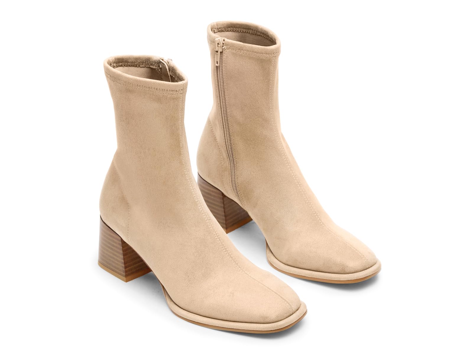 Coutgo Botines de vestir para mujer, punta cuadrada, tacón grueso con