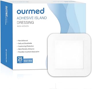 Ourmed Sterile Wound Plasters 15x15 cm, Self-Adhesive, Strong Adhesion, Protects Cuts and Scratches, Painless Removal, Individually Wrapped, Pack of 25