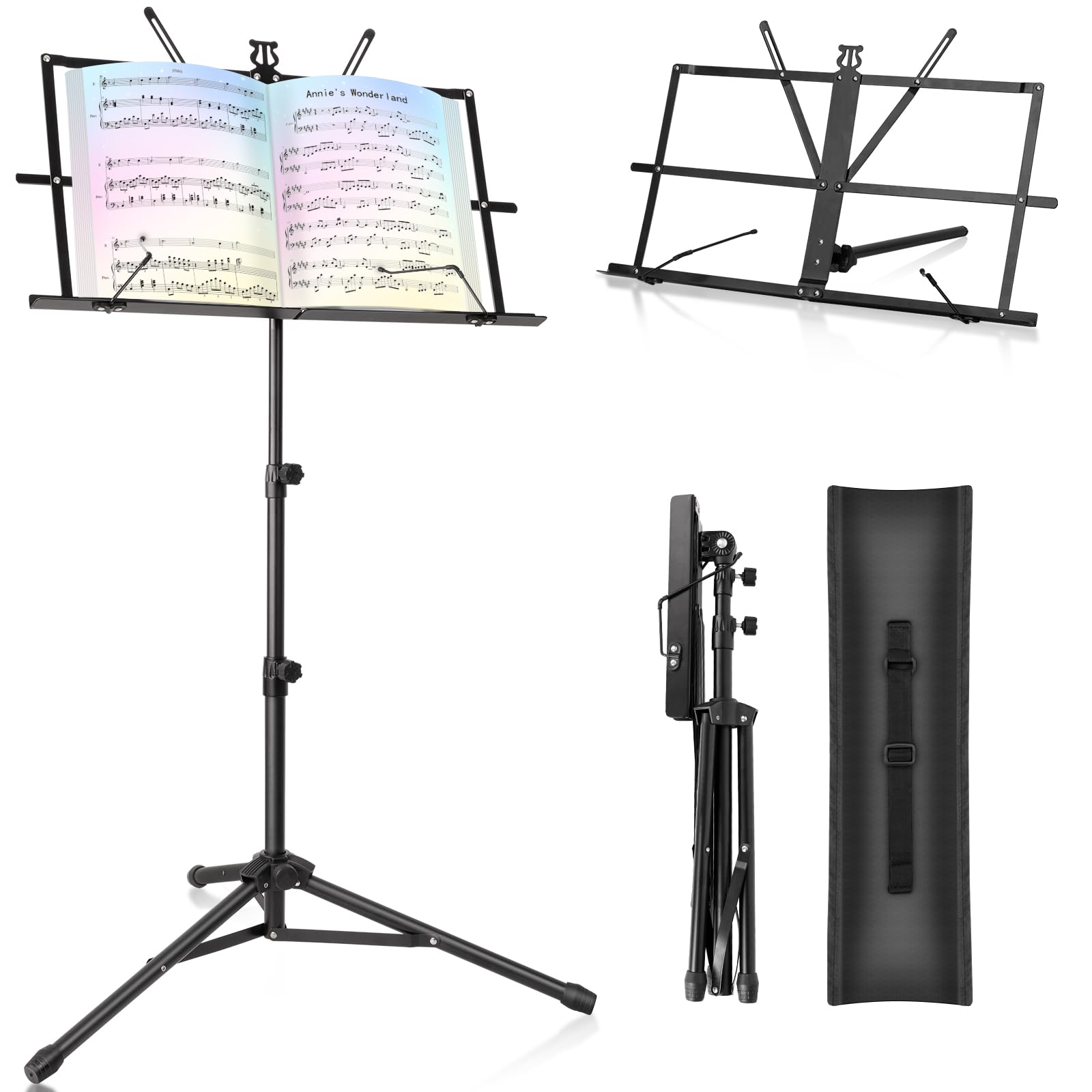 New Bee Music Stand, Foldable Music Stands for Sheet with Carry Bag, Black | Met