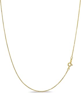 KEZEF 925 Sterling Silver 1mm Box Chain Necklace for Women, 14 to 30 Inch | 1mm tarnish-resistant chain in 925 sterling silver, 18K gold or rose gold plated. Nickel-free. Holds pendants securely.