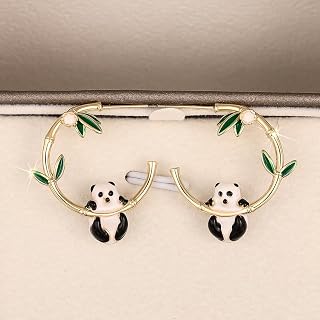 Cute Panda Bamboo Design Hoop Earrings Fashion accessories for women