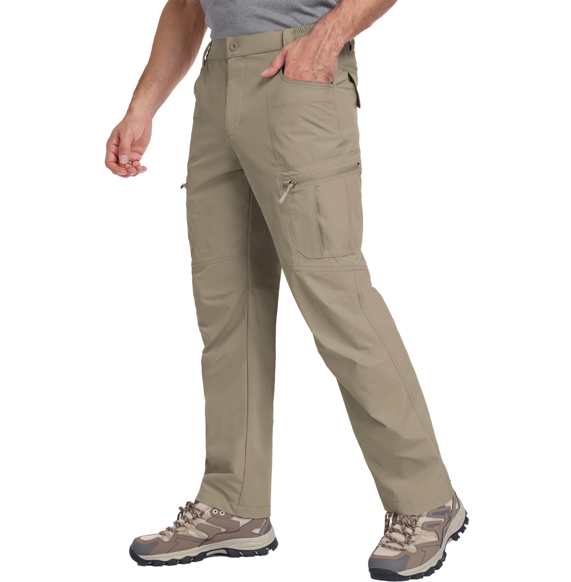 Mens Hiking Pants Lightweight Nylon Stretch Cargo Work Pants for Men Waterproof 