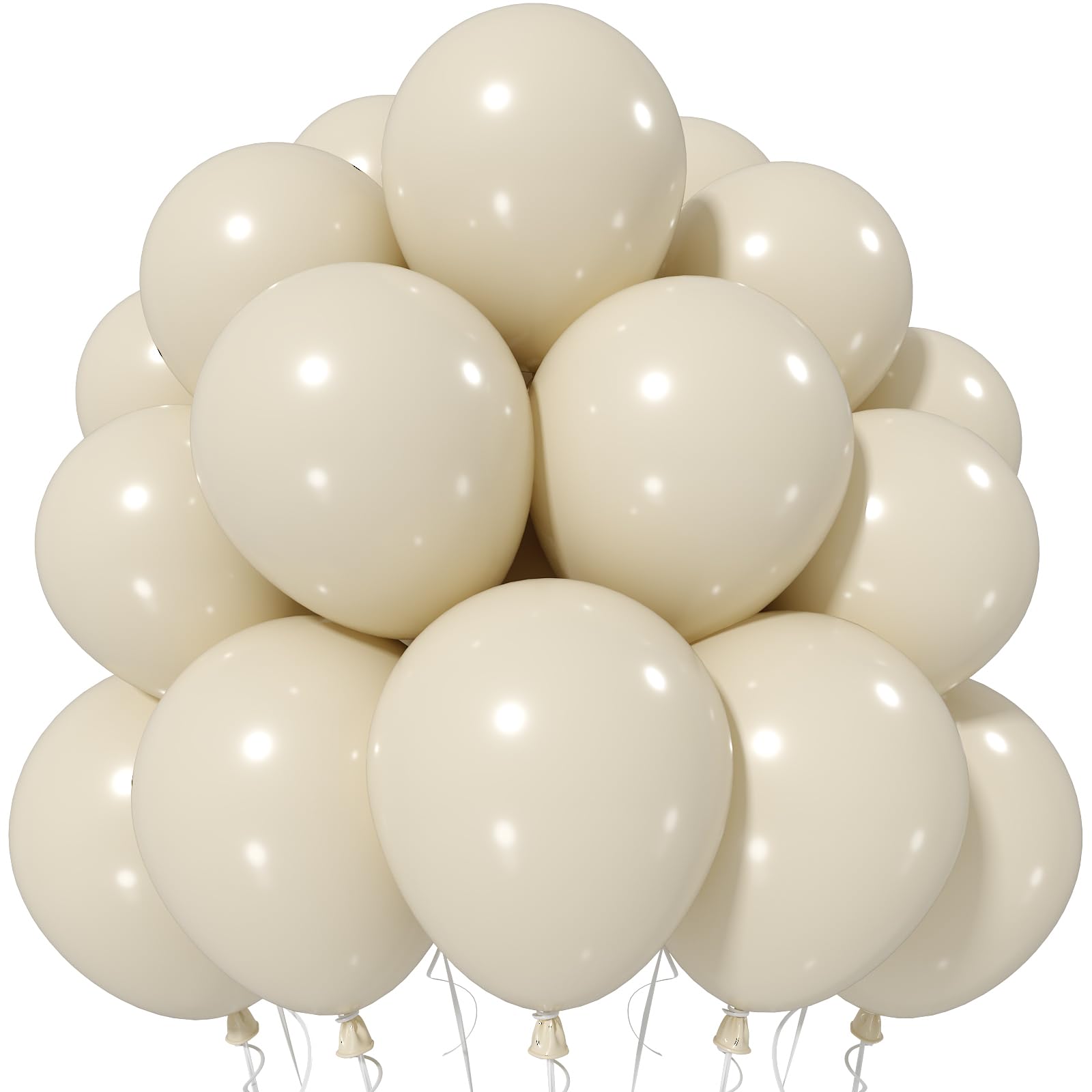 Jobkoo Sand White Balloons 12 Inch, 50 Pcs Boho Beige Cream Latex Balloon | Matt