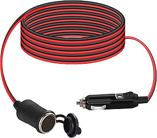 Thlevel Car Lighter Extension Cord Cigarette Lighter 12V Plug with Lead | 2 Meter/6.56ft with 10A Fuse for 12V 24V Vehicle Camping