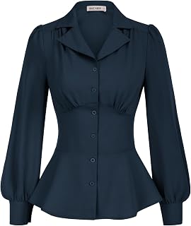 GRACE KARIN 2026 Women's Long Sleeve Dressy Tops Peplum Button Blouses