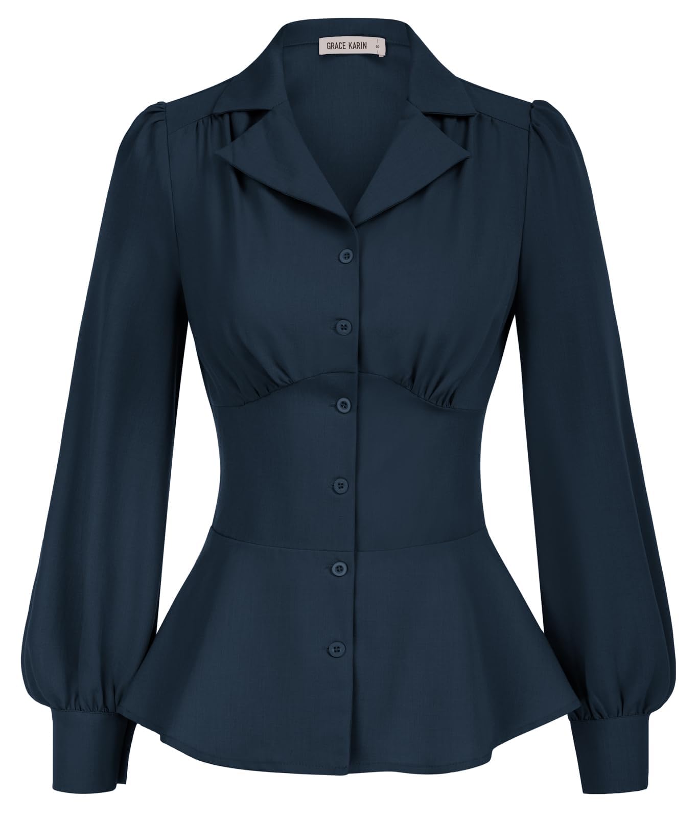 GRACE KARIN 2026 Women's Long Sleeve Dressy Tops Peplum Button Blouses