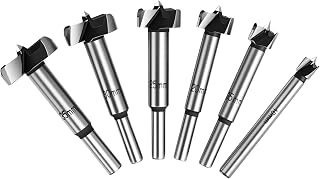 flintronic Forstner Drill Bit, 6PCS(10,15,20,25,30,35mm) Cemented Carbide Woodworking Hole Saw HSS Drill Bit Set for Hand Drill/Bench Drill/Solid Wood, Cork, Splint, Plywood, Particle Board
