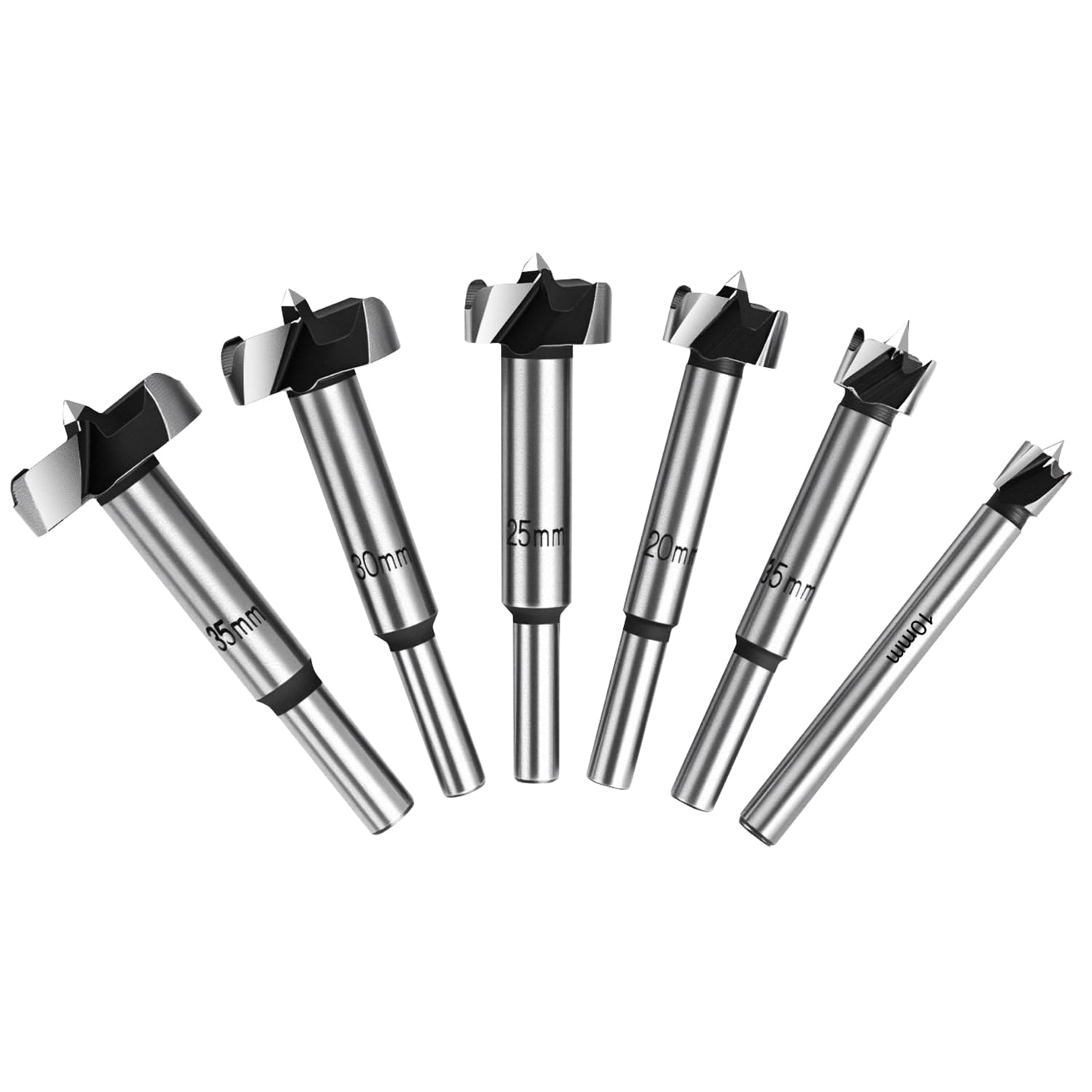 flintronic Forstner Drill Bit, 6PCS(10,15,20,25,30,35mm) Cemented Carbide Woodwo