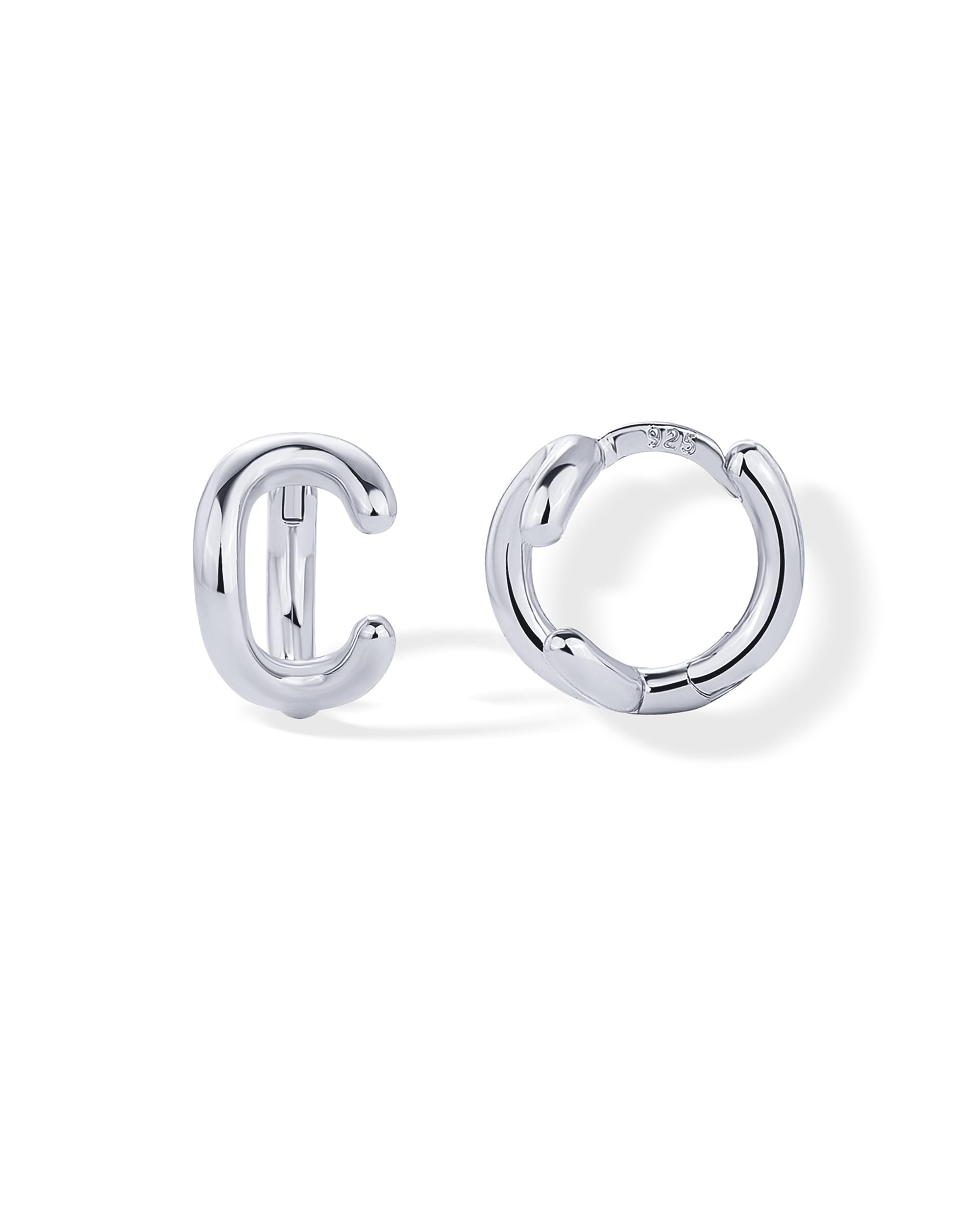 PAVOI 14K Gold Plated Dainty Initial Letter Huggie Hoop Earrings for Women
