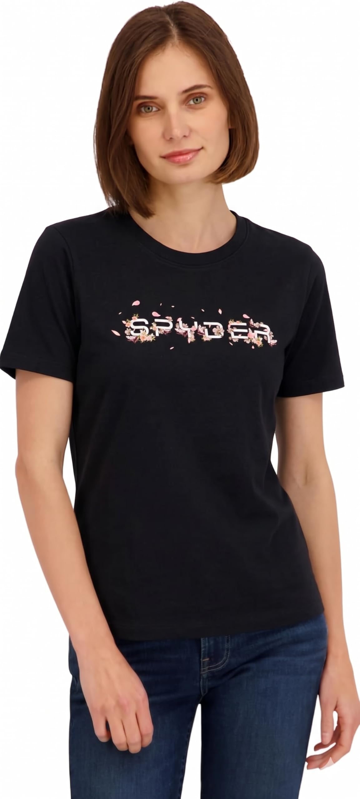 Spyder Women's Floral Wordmark Logo Graphic Short Sleeve T-Shirt