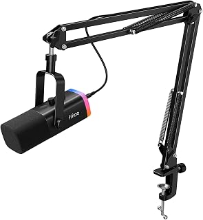 FIFINE AM8T Dynamic XLR/USB Gaming Microphone Kit | Dynamic Mic Set with Boom Arm Stand, Controller, RGB, Mute, Gain Knob. for PC/MAC/PS5/Mixer, Podcast Recording, Vocal.