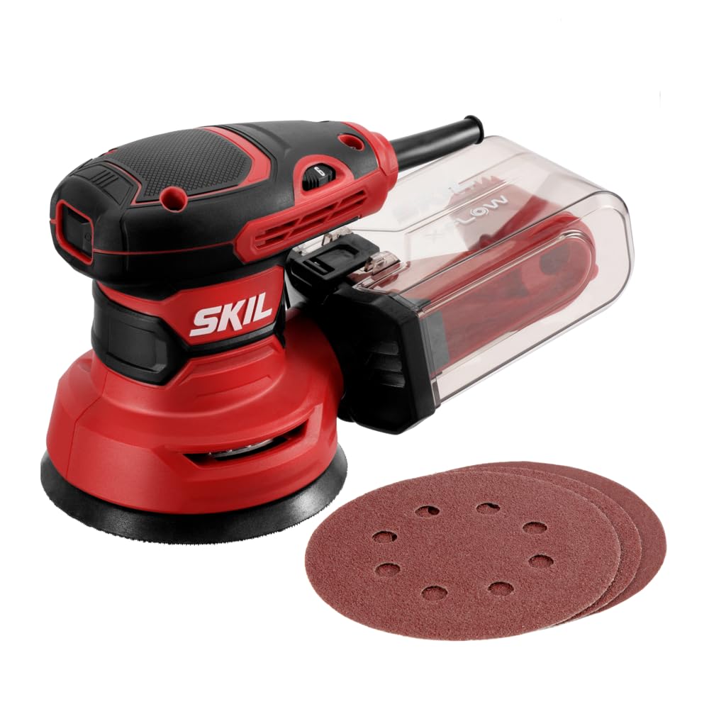 SKIL 5” Random Orbital Sander with Cyclonic Dust Box & 3pc Sanding Sheet - SR211