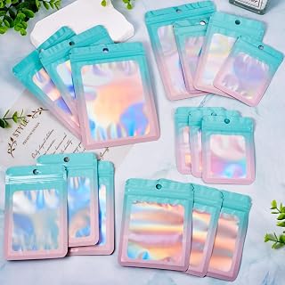 40 Pcs Rectangle PVC Zipper Bags Gradient Sealable Self Seal Bags Mixed Size Gift Bag Jewelry Storage Bag