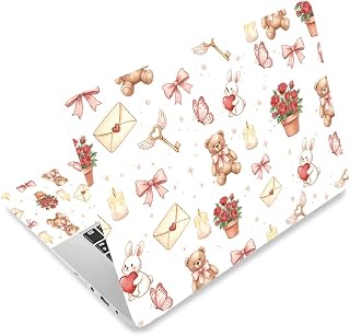 Laptop Skin Sticker Decal PVC Vinyl Quote Sticker Notebook PC Protector Waterproof Scratch Resistant Laptop Skin for 12.1 13 13.3 13.6 14 15 15.3 16 Inch Cute Bear Bunny