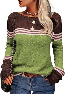 Tankaneo Women's Long Sleeve Crew Neck Knit Sweater