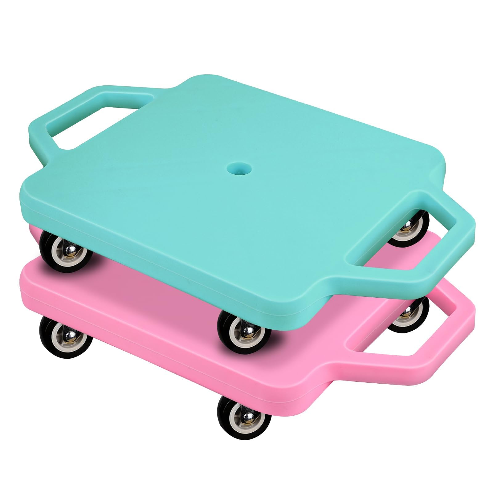 2 Pcs Sports Scooter Board with Handles Colored Floor Sitting Scooter Board with