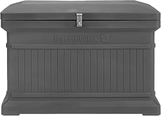 RTS Home Accents ParcelWirx Premium Horizontal Storage Cabinet/Lockable Package Delivery Box with Hinged Lid, Graphite