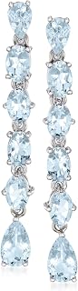 Ross-Simons 5.30 ct. t.w. Aquamarine Linear Drop Earrings in Sterling Silver