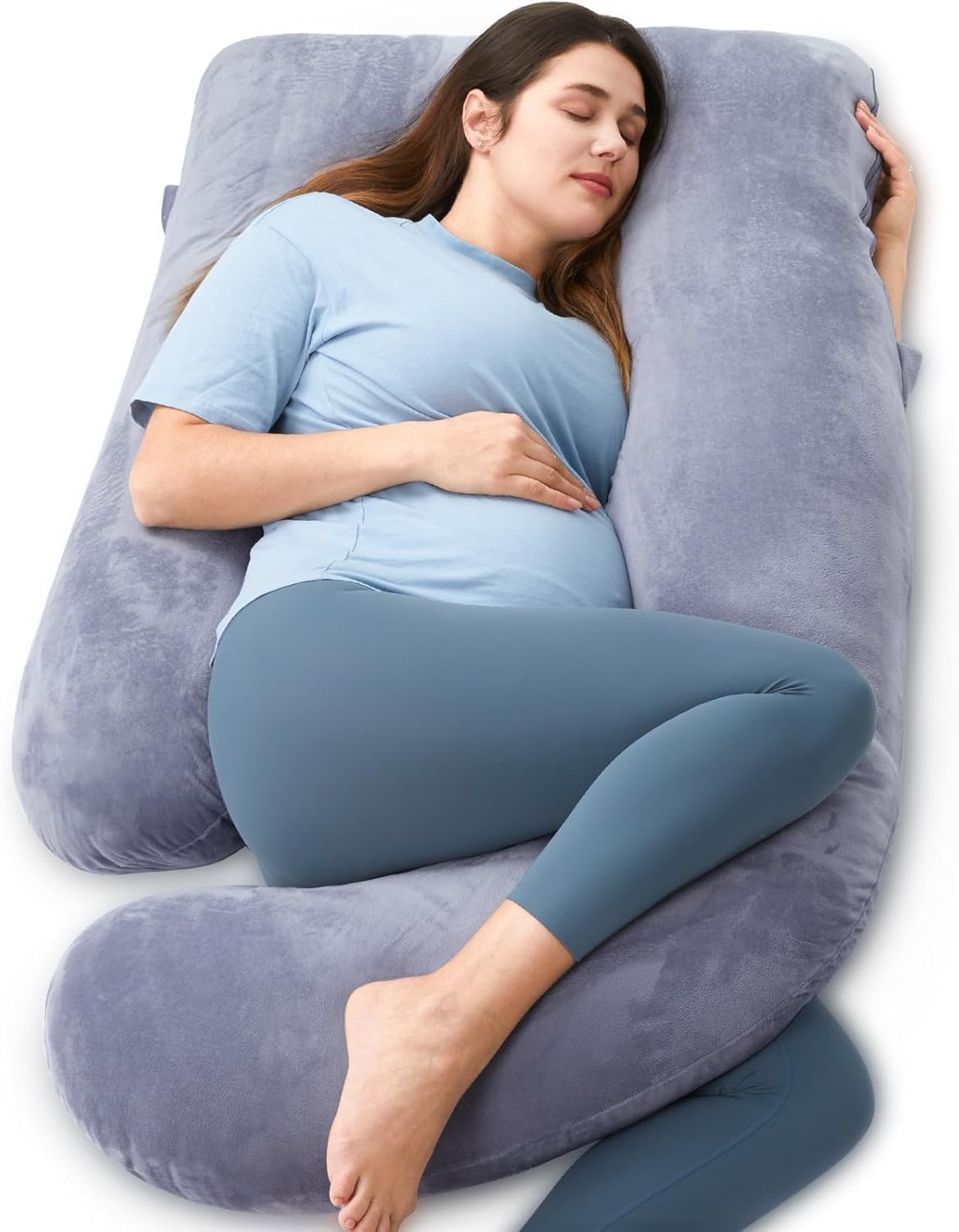Momcozy 57" Pregnancy Pillows, U Shaped 5-Point Support Maternity Pillow | Remov