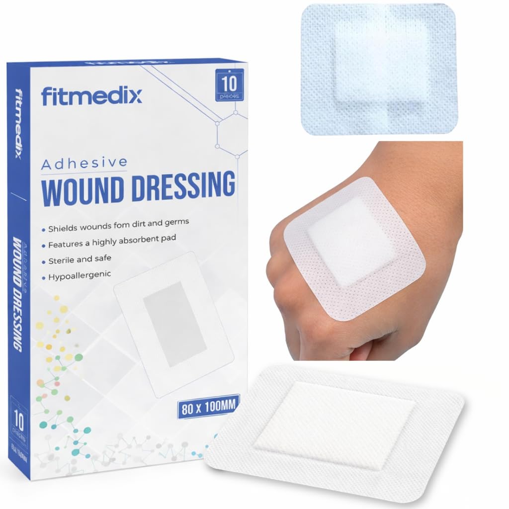 FitMedix Adhesive Wound Dressings (80mm x 100mm)- **Pack of 10** Sterile Dressin