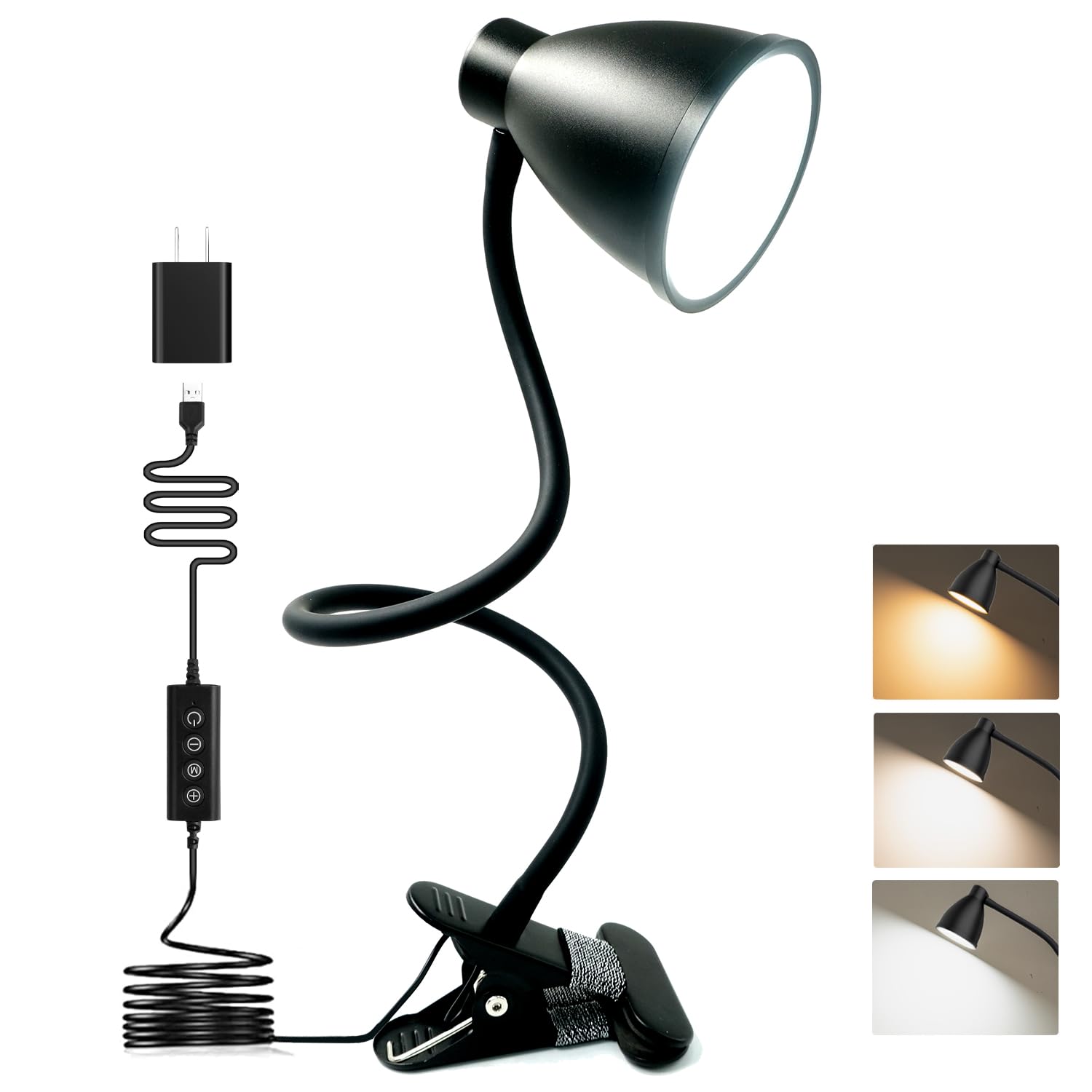 BOHON Desk Lamp 5 Color Modes 10 Brightness Dimmer Reading Light Black | 10W 38 