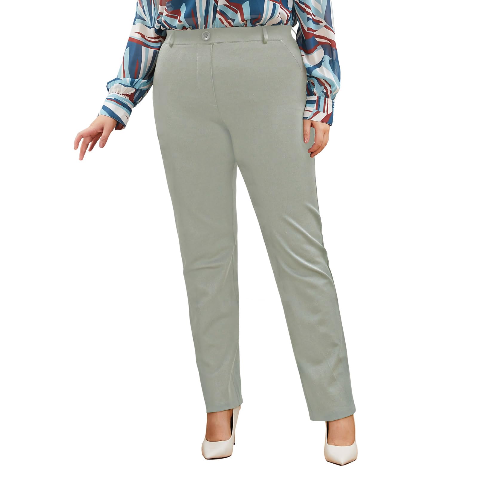 DGD Plus Size Women's Straight-Leg Dress Pants - Slacks for Business Casual,Work