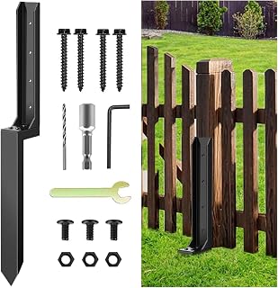 JINBZZON Heavy Duty Fence Post Repair Stakes, Steel Fence Post Repair Kit with Nails, Fence Post Spikes Repairing Damaged/Reinforcement Fence Gate Posts