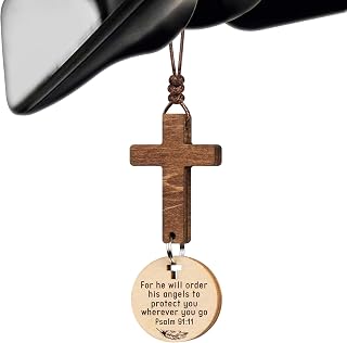Car Accessories Christian Gifts for Women Men, Cross for Car Religious Gift | Scan with Your Smartphone for a Daily Scripture, Wooden, 2,7"x1,2", Handmade, Durable