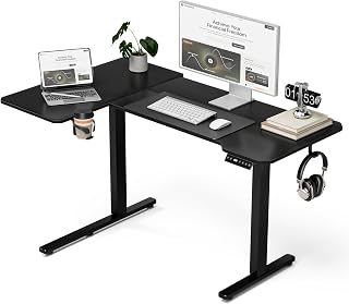 Acrolix L Shaped Standing Desk 51 inch Electric Height Adjustable Desk, Reversible Study Writing Gaming Computer Desks with Splice Board, Sit Stand Table for Home Office, Black