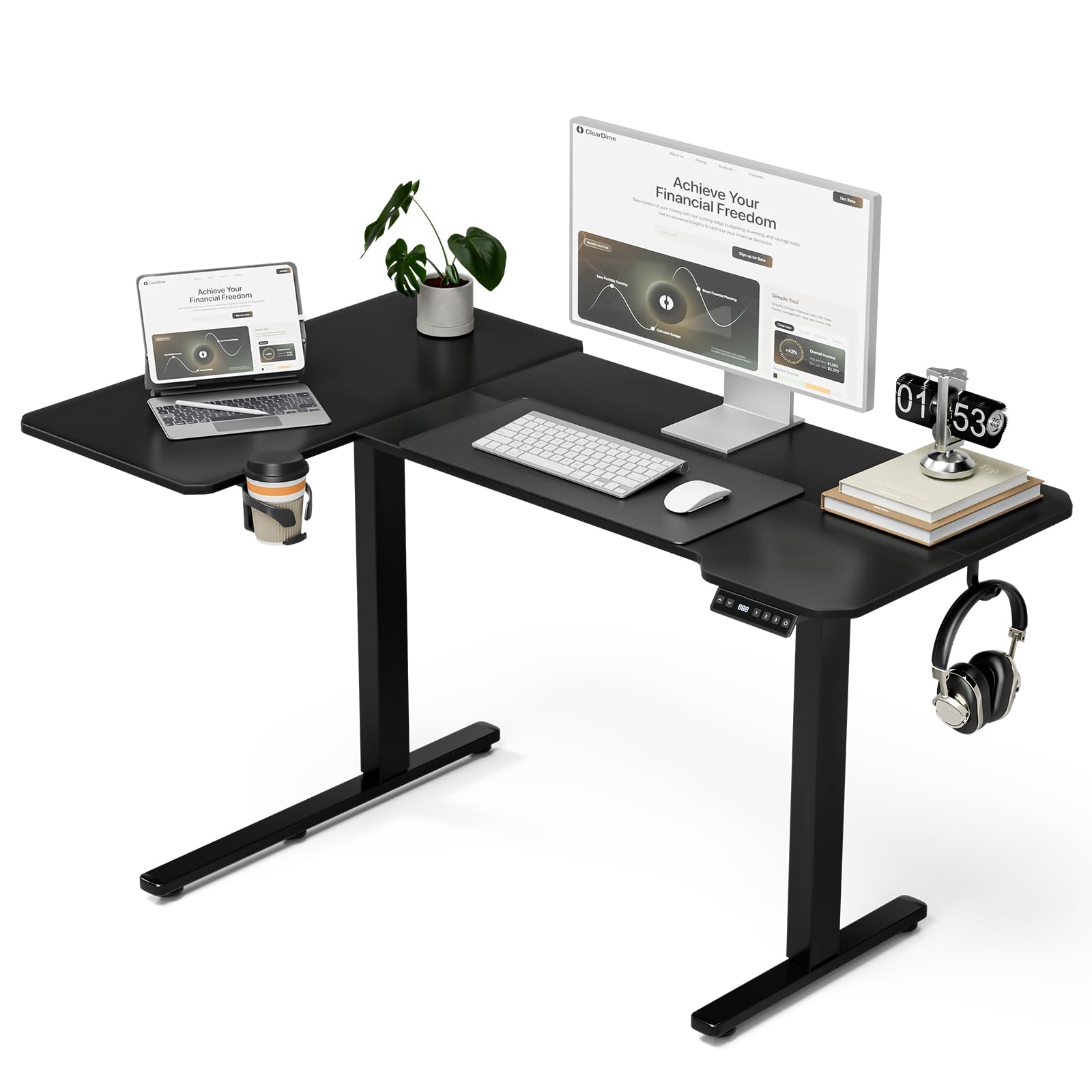 Acrolix L Shaped Standing Desk 51 inch Electric Height Adjustable Desk, Reversib
