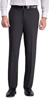 J.M. Haggar Men's Solid Gab 4-Way Stretch Straight Fit Flat Front Dress Pants