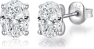 Men's Diamond Women's 925 Sterling Silver Cubic Zirconia Hypoallergenic Stud Earrings Shiny Diamond Jewellery 5, 6, 7, 8 mm