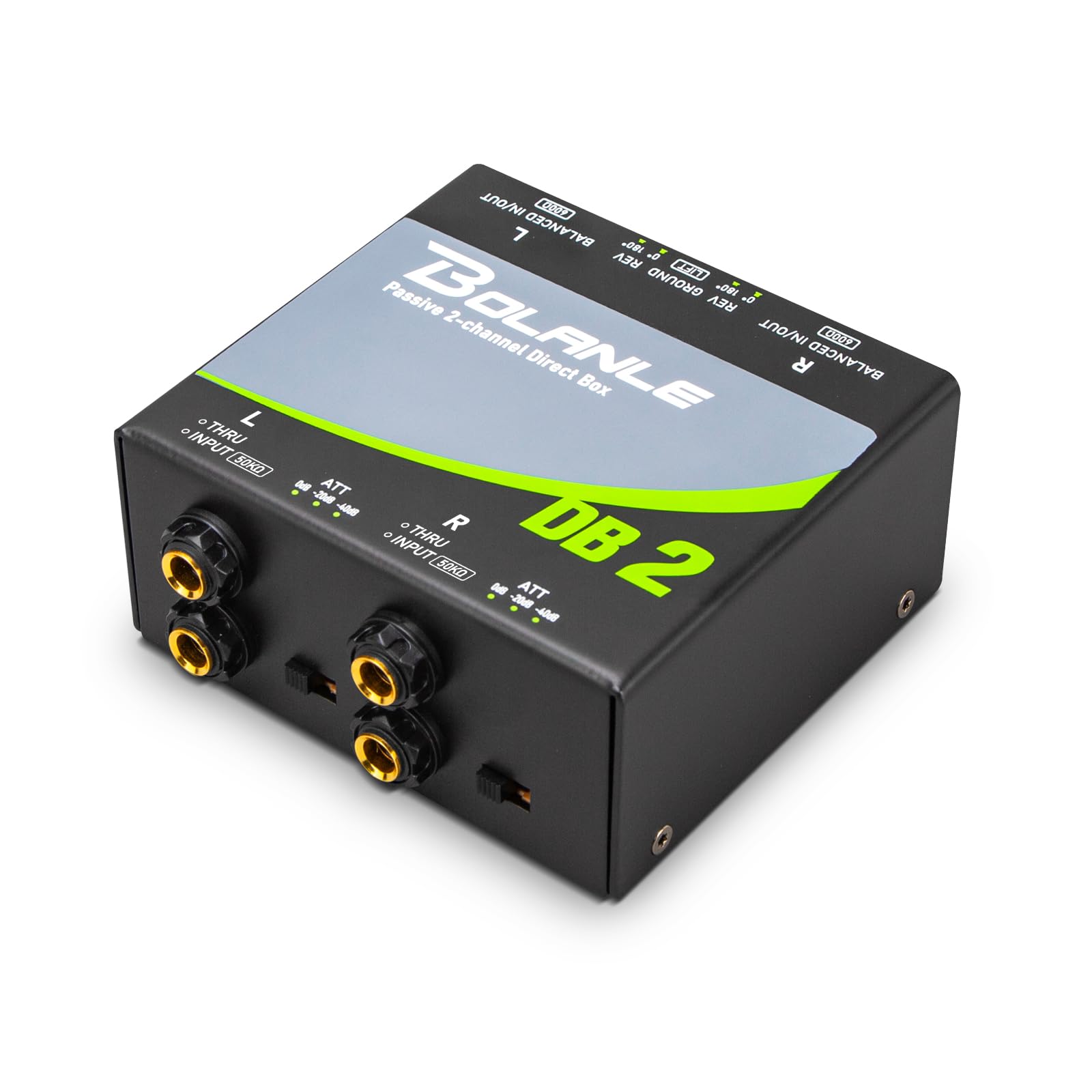 Bolanle DB2 Passive 2-Channel DI Box, Reamp Hum Eliminator XLR Stereo | Built-in