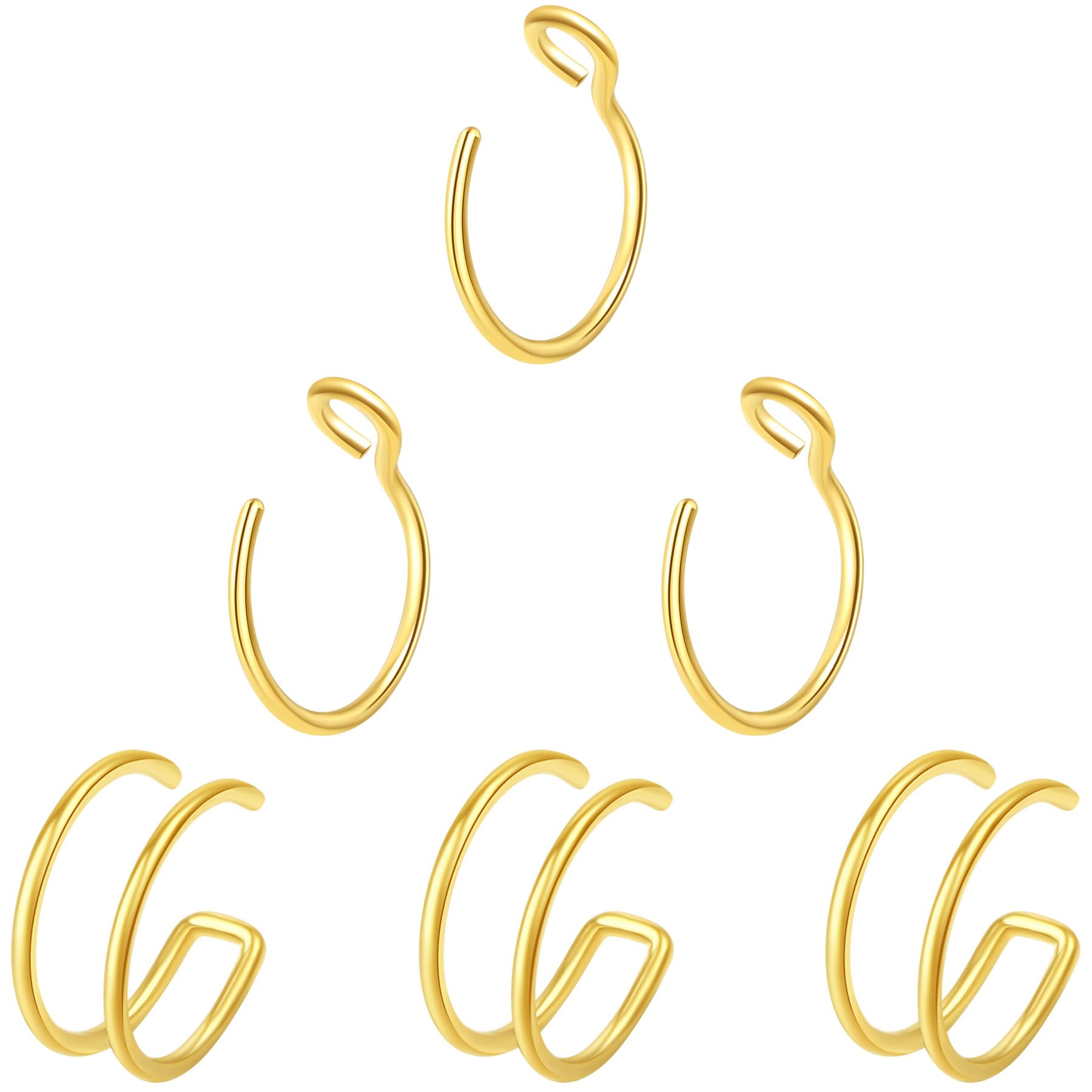 VELCARE 6-10 Pcs Nose Rings Hoops Nose Piercings Nose Piercing Jewelry Fake Nose
