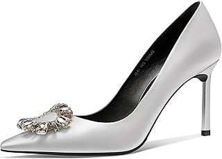 Castamere Women's High Heel Pointed Toe Stiletto High Heel Pumps Slip-on Diamond Crystal Wedding Party 8.5 cm Heels