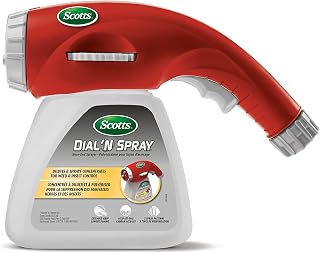 Scotts Dial N Spray Hose-End Sprayer with Accu-Set Dial: Precise Weed, Bug & Fungus Application, No Mix, No Measure, 25 ft Jet Spray, Ergonomic Trigger
