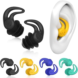 Swimming Ear Plugs Adults,4 Pairs Reusable Silicone Ear Plugs Swimming | Waterproof Ear Protection for Swimming,Surfing, Bathing & Water Sports