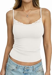 EasyGala Womens Lace Camisole Tank Tops Spaghetti Strap Square Neck Shirts