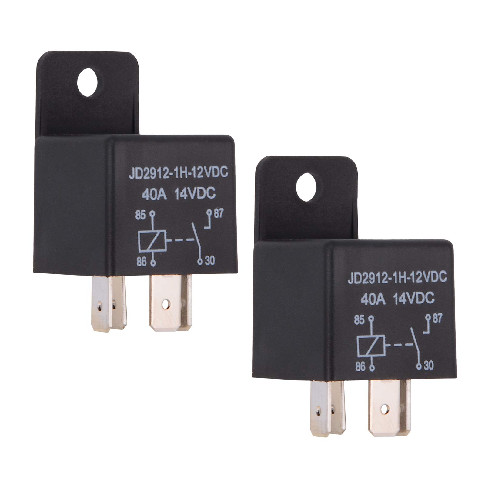 Ehdis 2 pcs Car Relay 12v 40 APM 4 Pin Relay Kit Spst Model No.: JD2912-1H-12VDC