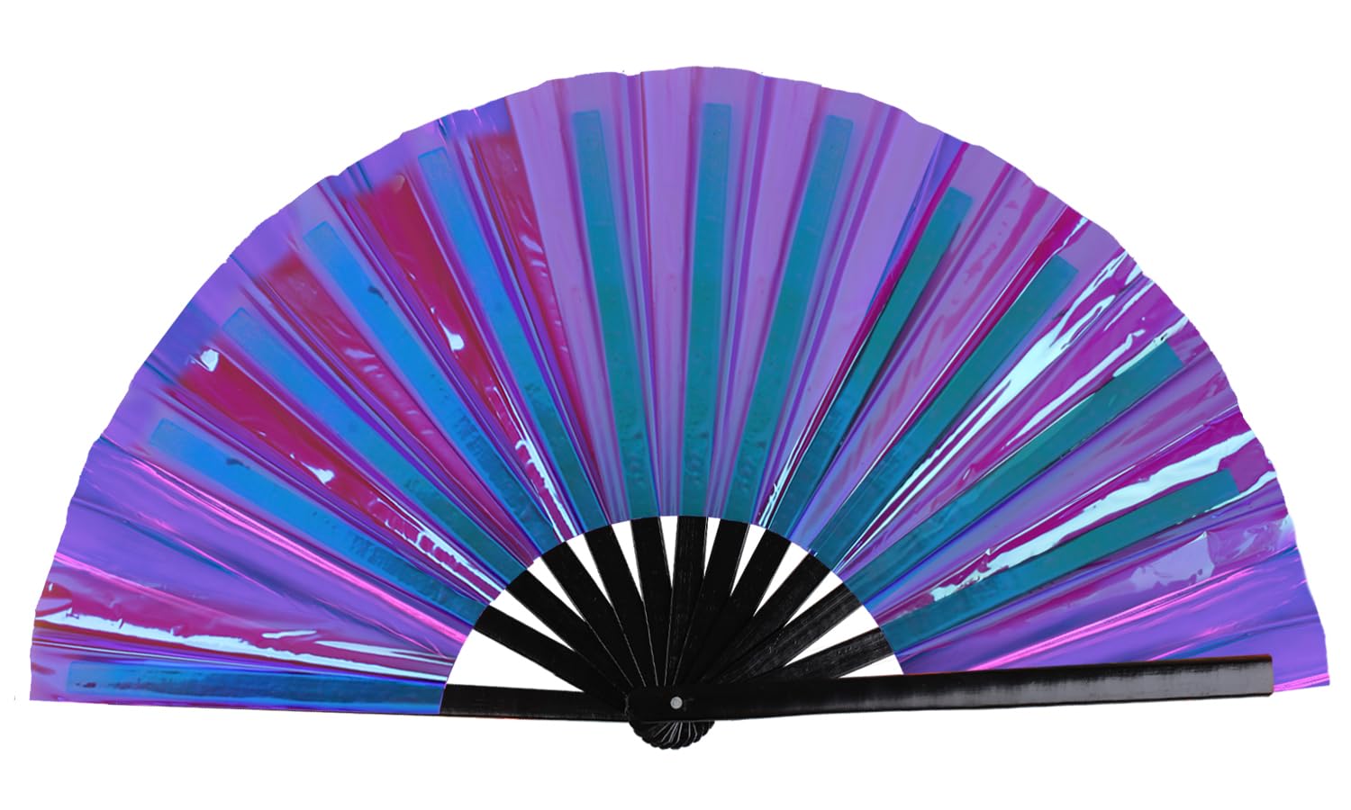 Large Holographic Folding Hand Fan for Line Dance, Boots on The Ground Fan Rave 