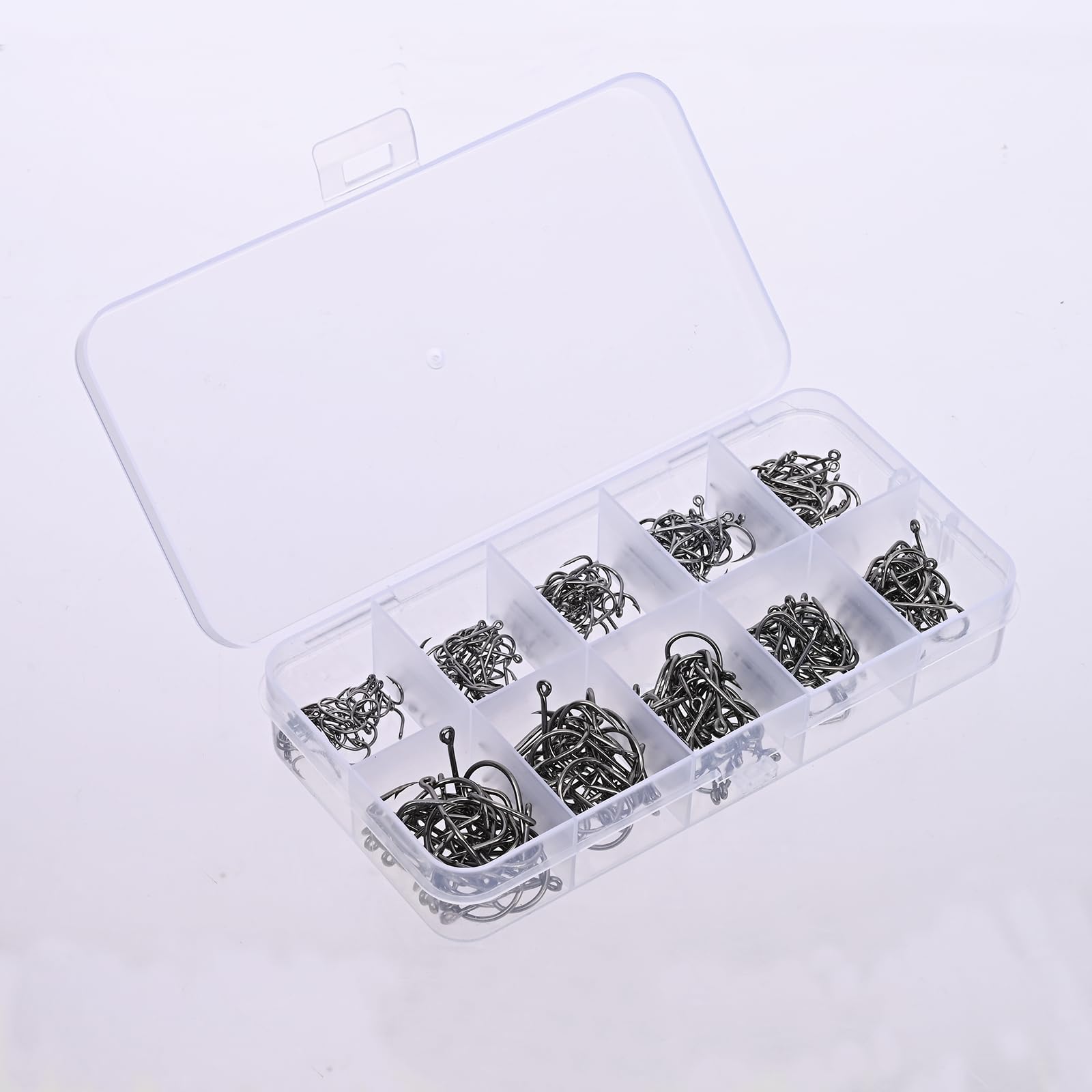 300pcs Portable Fishing Hooks in Box Small Hooks with Holes for Fishing