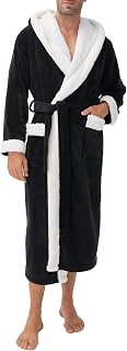 DAVID ARCHY Mens Soft Microfiber Fleece Hooded Bathrobe